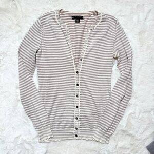 Banana Republic striped cotton cardigan sweater.